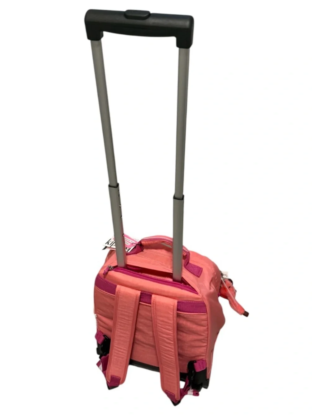 Kipling Sanaa Large Printed Rolling backpack Pink Burst